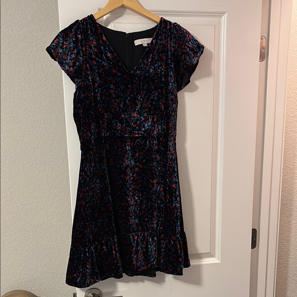 LOFT Multicolor Velvet Midi Dress